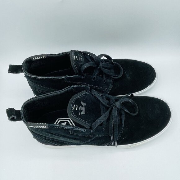 Supra Shoes Mens 10 Black & White Suede Leather MMVI Kensington Skate Sneakers - Picture 4 of 13